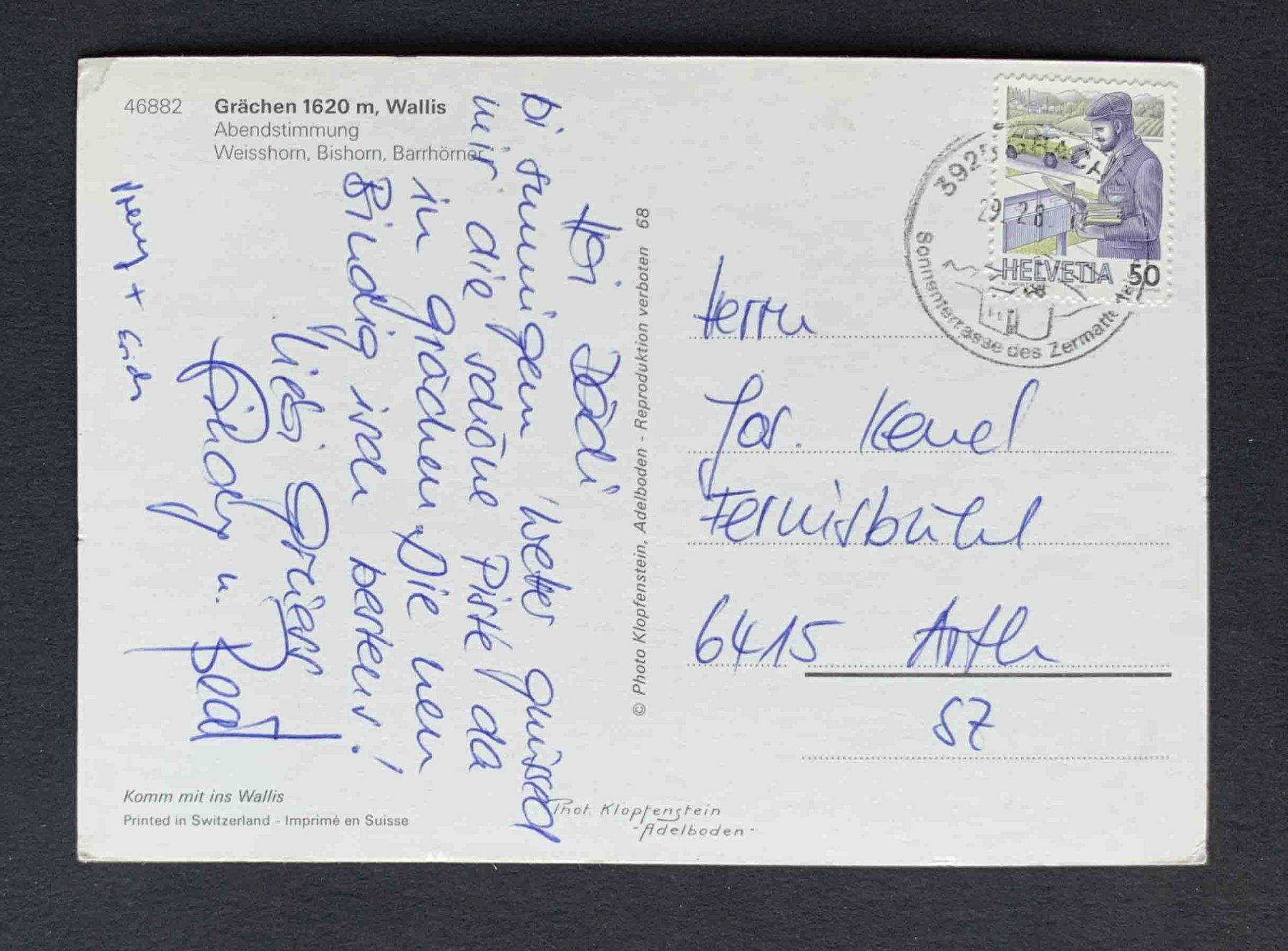 Cartes postales: AK Grächen Wallis Abendstimmung – D'occasion à Goldau par artelier1 1