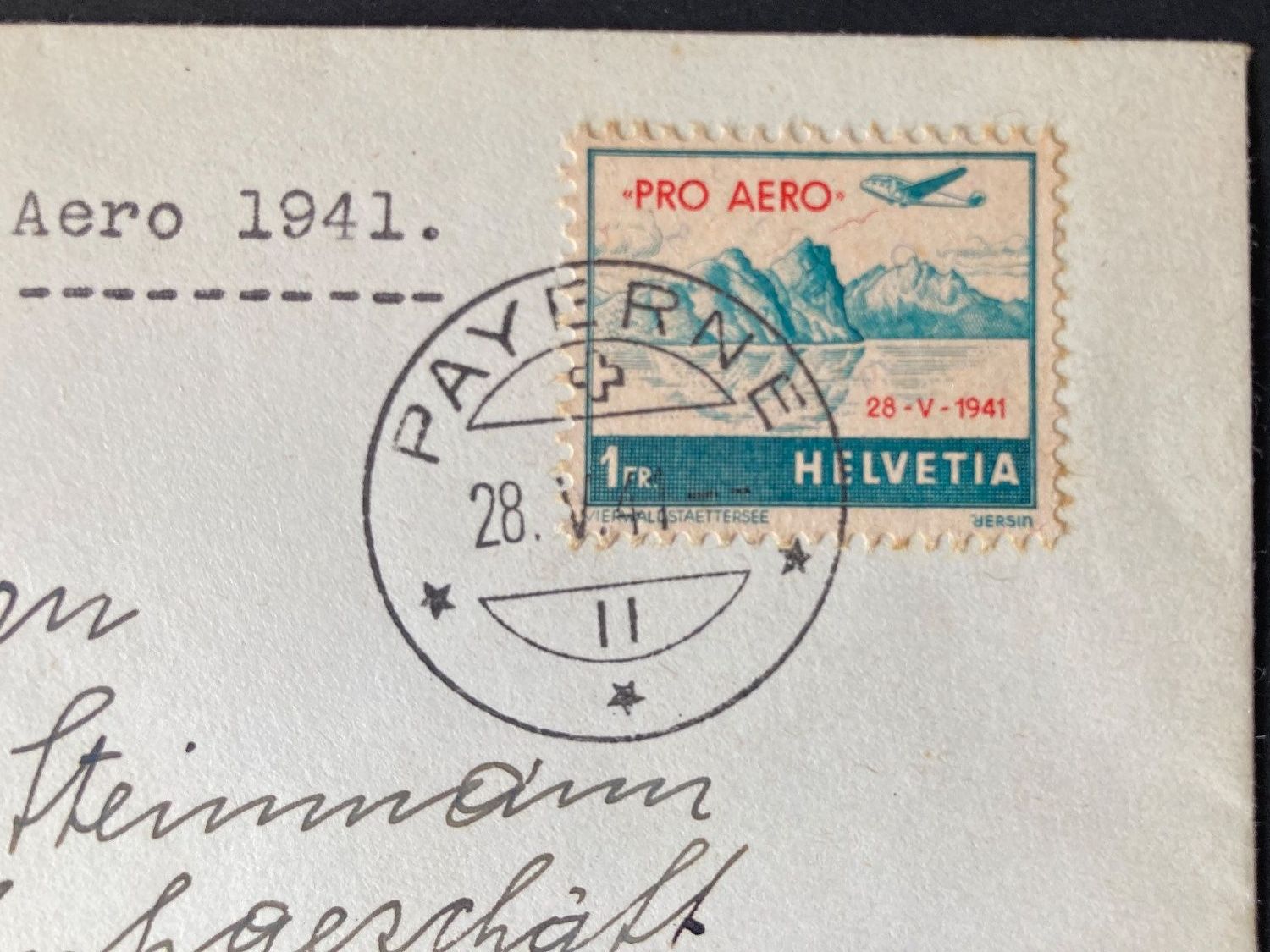 Tutti i francobolli: Pro Aero 1941 - Payerne - Buochs - 28.5.1941 – Usato da Orvin venduto da Pyaeschli 1