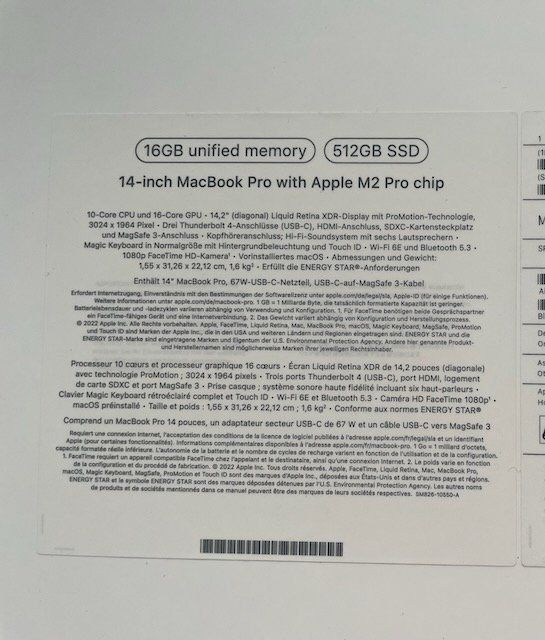 Apple Notebooks: 14" MacBook Pro M2 / 16GB – Space Grau (512GB) + Garantie – Neu (gemäss Beschreibung) aus Neerach von mur_dwg9 1
