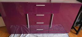Sideboard lila 4 Schubladen 2 Türen