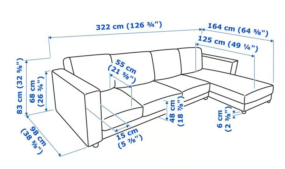 Ikea Divani: VIMLE 4er-Sofa mit Récamiere, Gunnared mittelgrau – Usato da Horgen venduto da Oli4ambri 4
