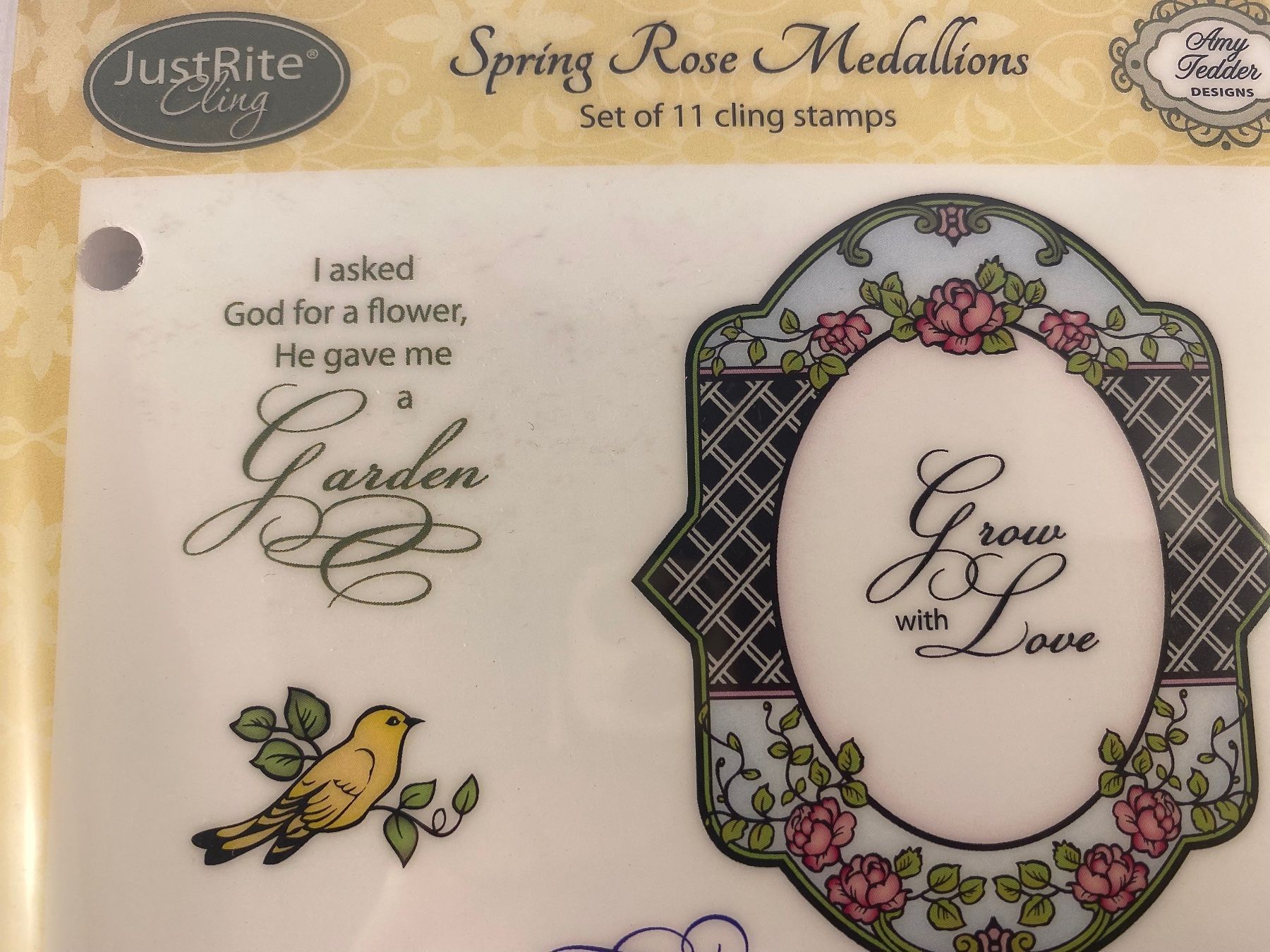Timbri a tema: Spring Rose Medallions Cling Stamp Set – Nuovo e nell'imballaggio originale da Wichtrach venduto da Mona1994 1