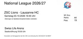 2x Sitzplatz M1 Eco ZSC - HC Lausanne