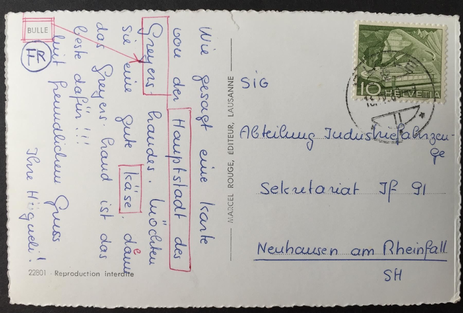 Cartes postales: BULLE – D'occasion à Jona par philajona 1