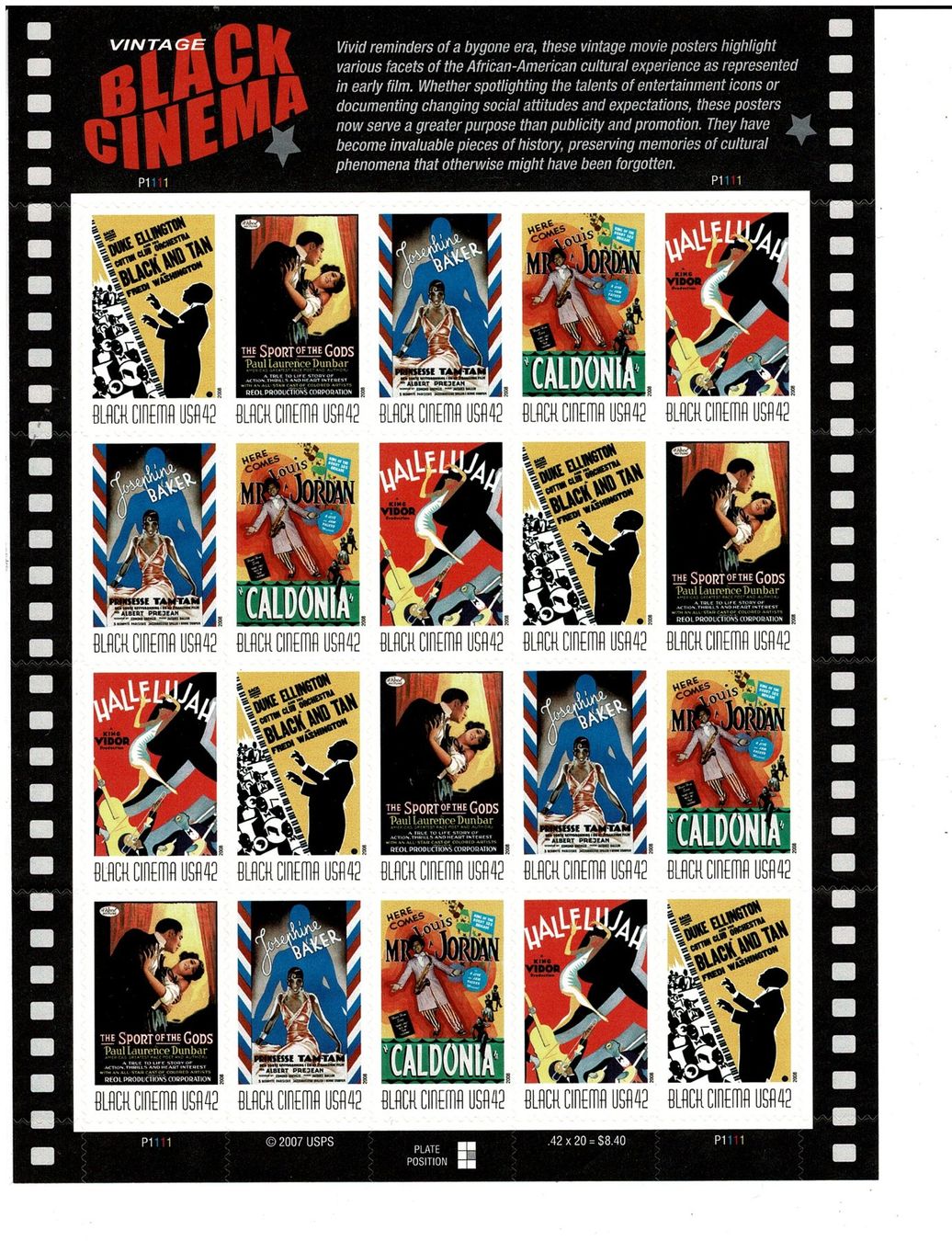Tutti i francobolli: USA Black Cinema 1 KB ** – Nuovo (secondo la descrizione) da Lausanne venduto da Whorvath