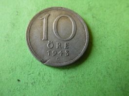Schweden 1943, 10 Oere - Silber .400