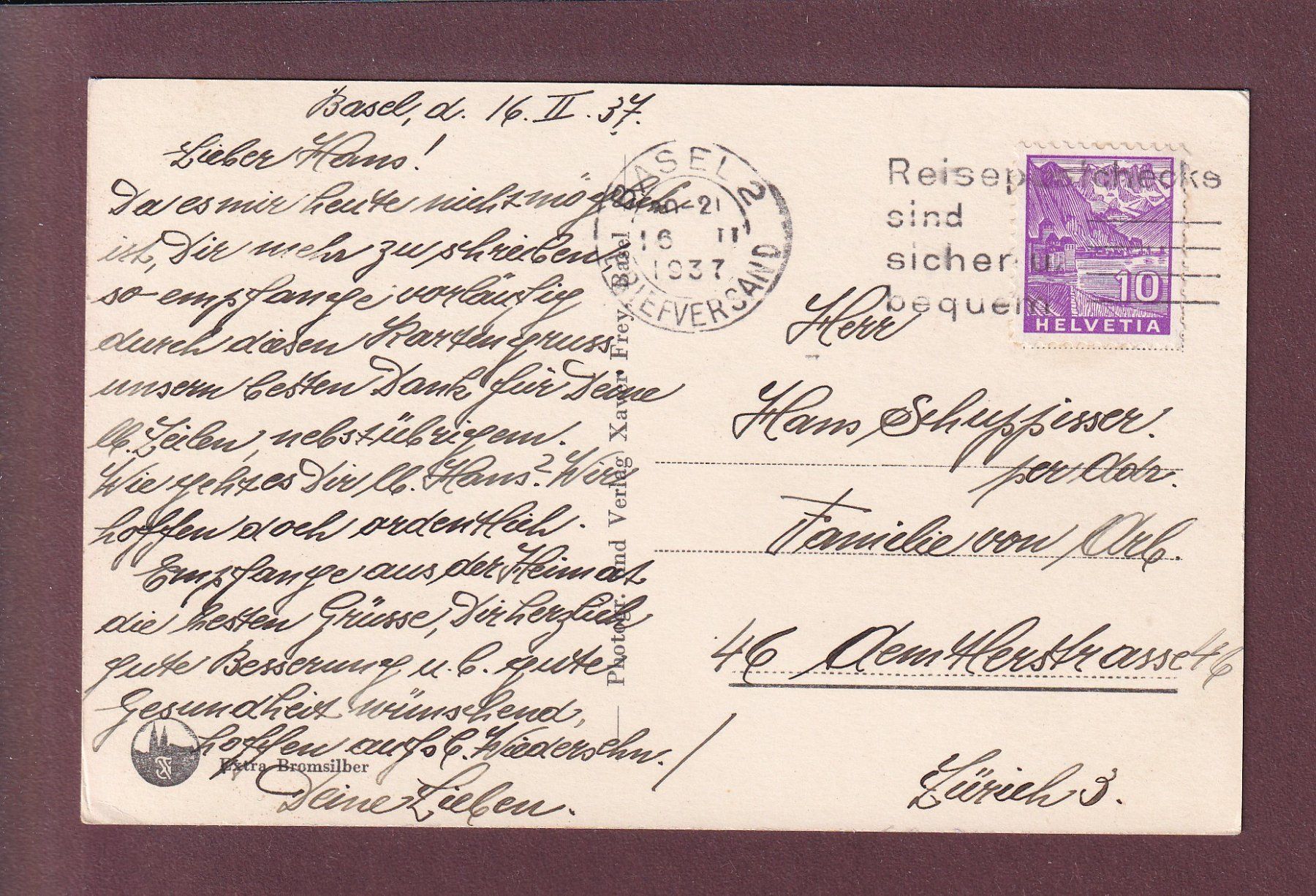 Cartes postales: BASEL - Teilansicht - 1937 – D'occasion à Pully par nicecards 1