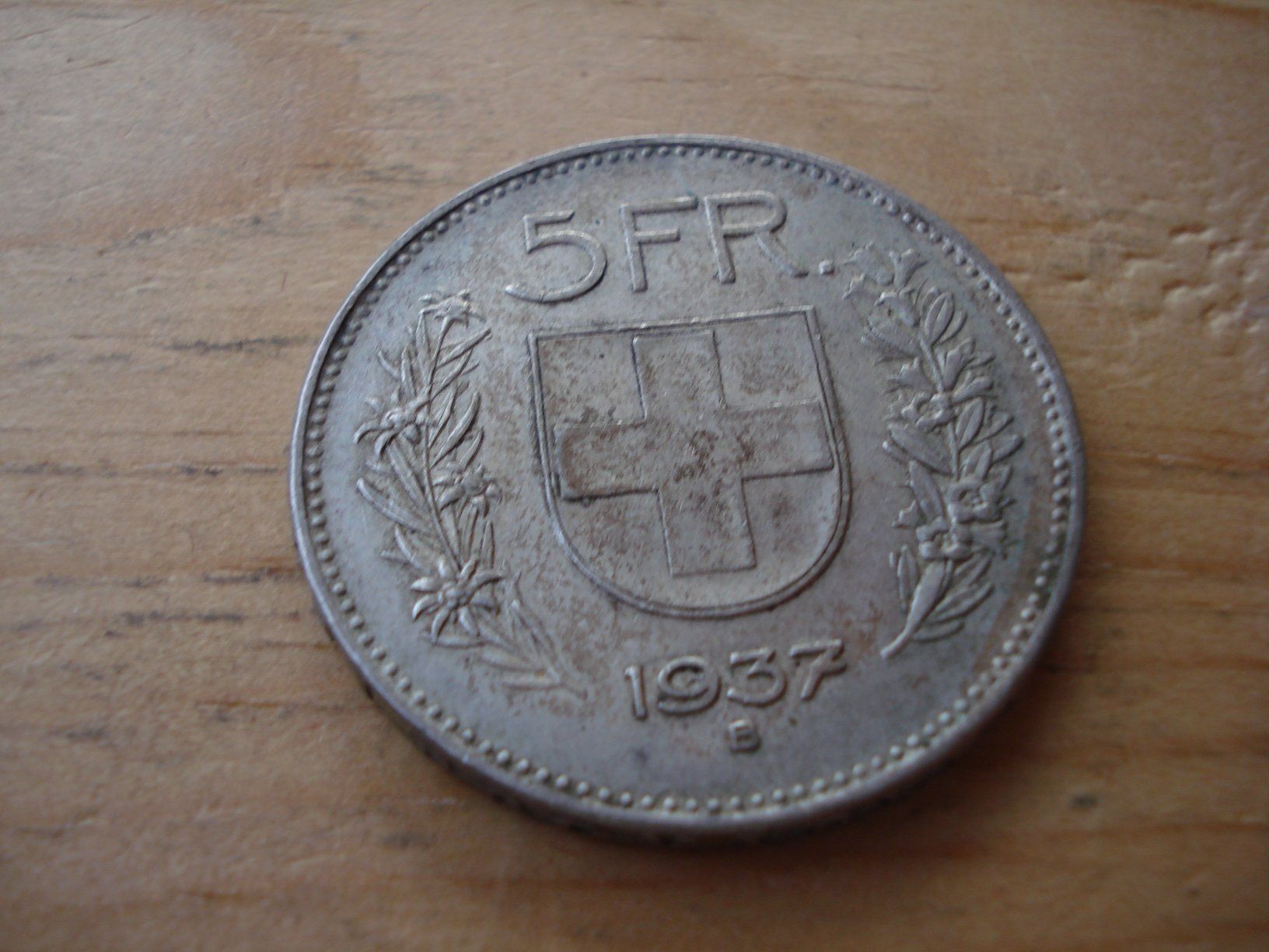 Alle Münzen: (D2) 5 Franken 1937 – Gebraucht aus Erlach von Net-Coins