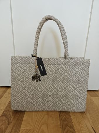 Handtasche Anokhi beige mit Muster neu 