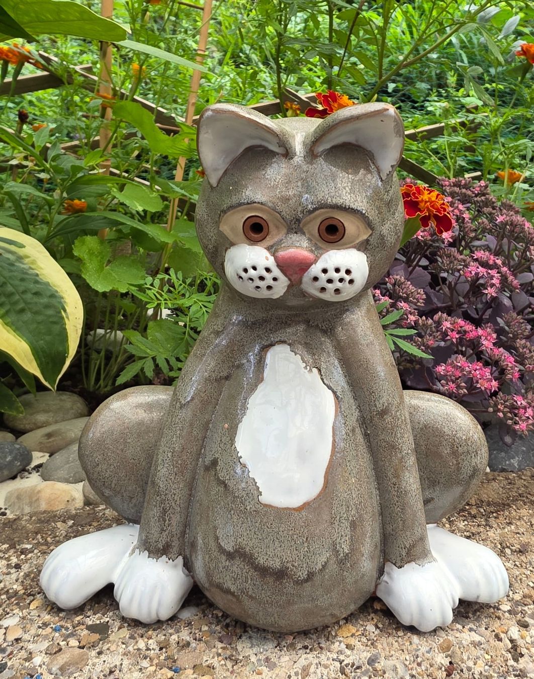 Statuette: Keramik Katze Garten Deko Tierfigur – Nuovo (secondo la descrizione) da Rheinsulz venduto da Dred