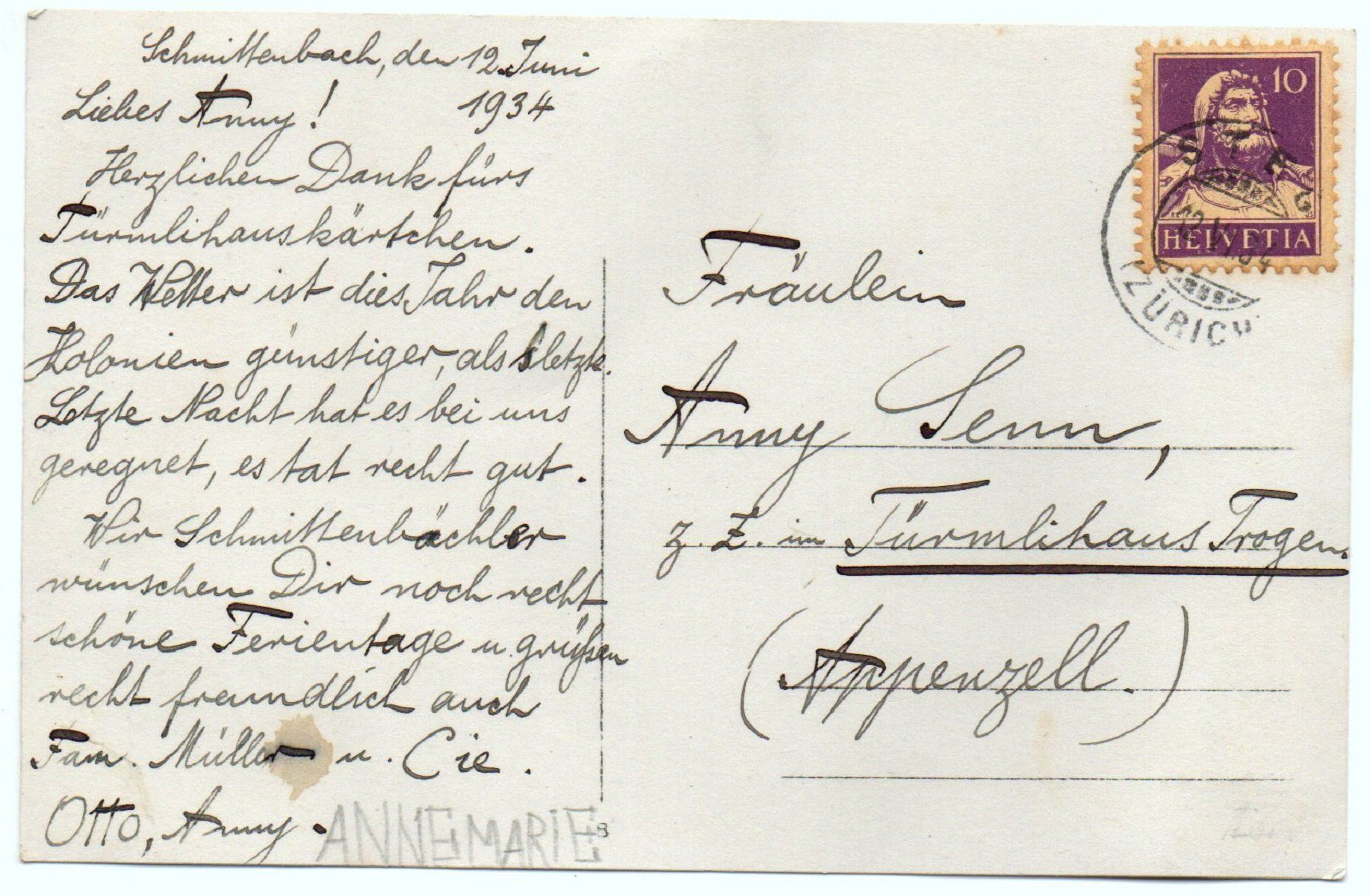 Ansichtskarten: FISCHENTHAL Erdrutsch am 29. Juni 1932 – Gebraucht aus Jona von philajona 1