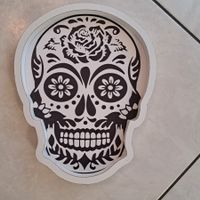 Serviertablett Skull / Totenkopf aus Holz Neu