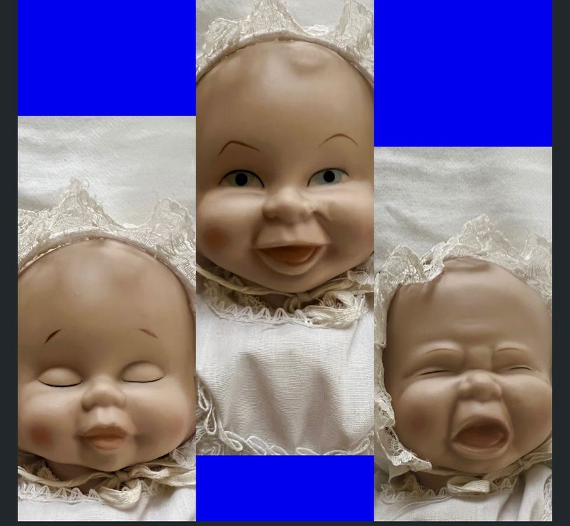 Alte Drei-Gesichter-Puppe, drehbarer Kopf, weicher Körper | Kaufen auf ...