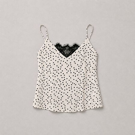 neuw. Top XS Weiss mit Punkten und Spitzen Einsatz Schwarz