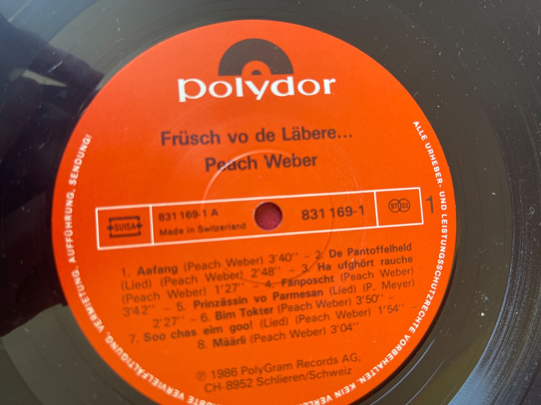 Dischi in vinile: A504/Peach Weber - Früsch vo de Läbere – Usato da Frutigen venduto da Philippe_jsp 2