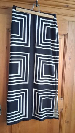 Langer Rock H&M schwarz-weiss Gr. XS/S mit Leinen NEU!!