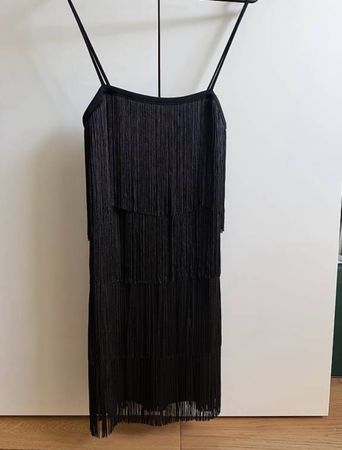 Fransen-Trägerkleid schwarz neuwertig