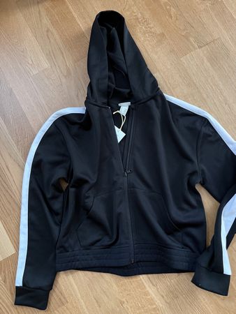Schwarze  Trainingsjacke H&M mit weissen Streifen, NEU 158