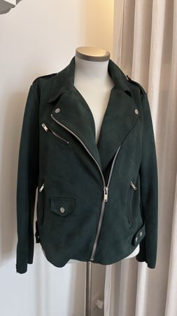Only! Damen Bikerjacke, Wildleder Optik, Grün 44