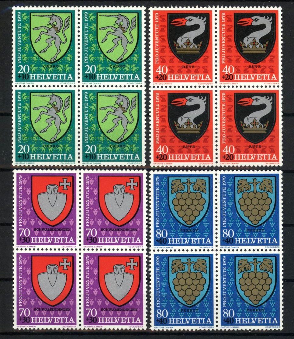 Alle Briefmarken: 1979, Pro Juventute, Viererblöcke ** – Gebraucht aus Willisau von Vollstempel
