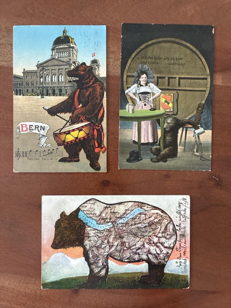 Cartoline postali: 7 Ansichtskarten Schweiz von Berner Bären 1 – Usato da Oftringen venduto da Cla.vD.74