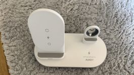 AUKEY 3-in-1 Wireless Ladestation Weiss – Sehr gut erhalten