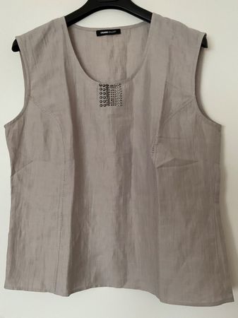 Frank WALDER 100% Leinen Bluse Gr 42 sandfarbig NEU