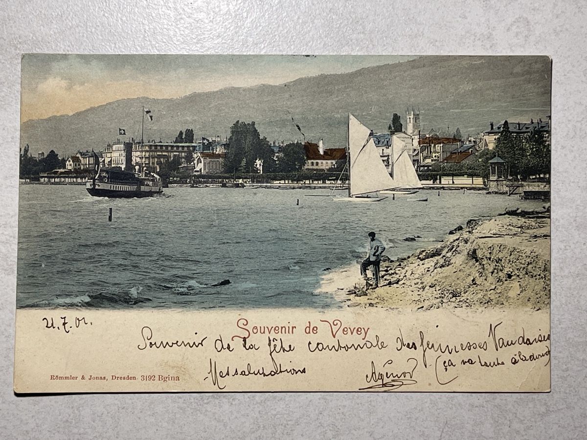 Cartoline postali: Souvenir de Vevey1901 – Usato da Strengelbach venduto da Aschatan5