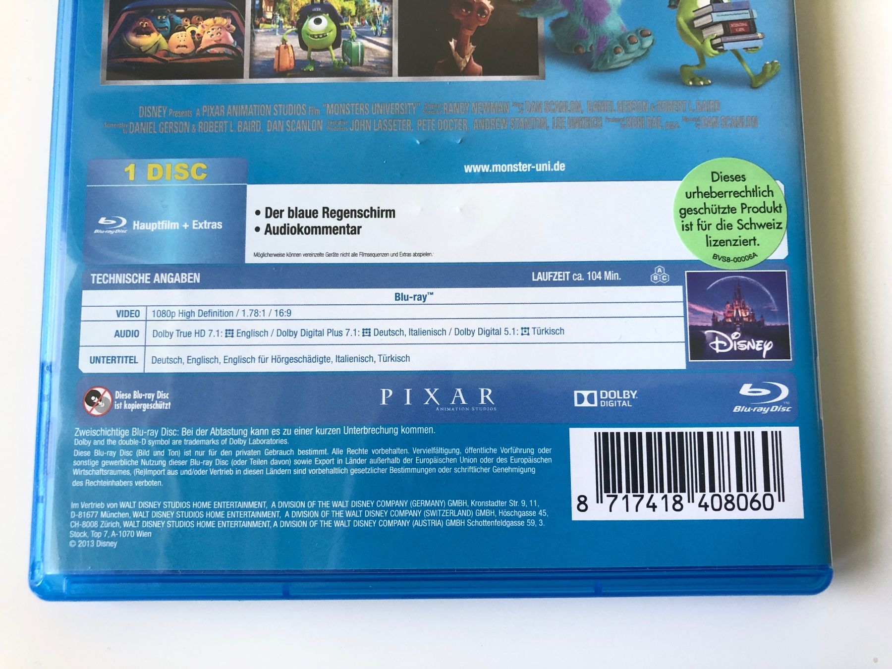 Tutti i DVDs: Die Monster Uni (2013) - Bluray – Usato da Bern venduto da McFlurry_08 2