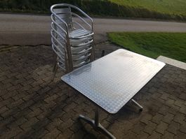 Gartentisch mit 6 Stühlen Metall Alu