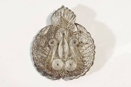 Handgefertigte 925 Silber Brosche Pfau