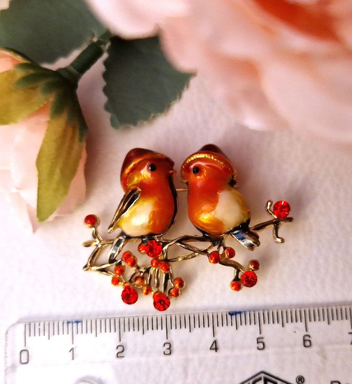 Broche vintage fleur pétales orange - Le Grenier de Lisette