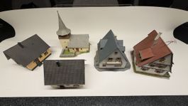 5x Modellbahnhäuser Konvolut aus Anlage Rückbau