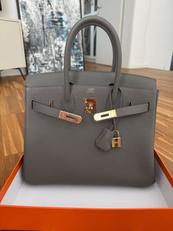 Hermès Birkin 30 Togo, Gris Meyer, Permabrass HW