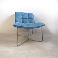 Fauteuil lounge velours bleu pétrole – design contemporain –