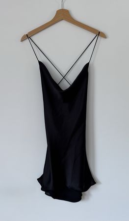 ZARA Kleid Damen Gr. XS S Schwarz Satin Slip Dress