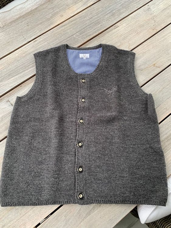 Trachtenweste Herren Grau - Ärmelloses Gilet Für Oktoberfest Und Hochzeit