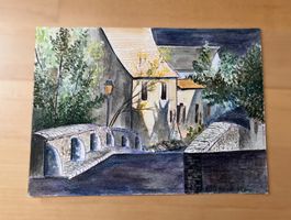 Aquarell, Frankreich, signiert