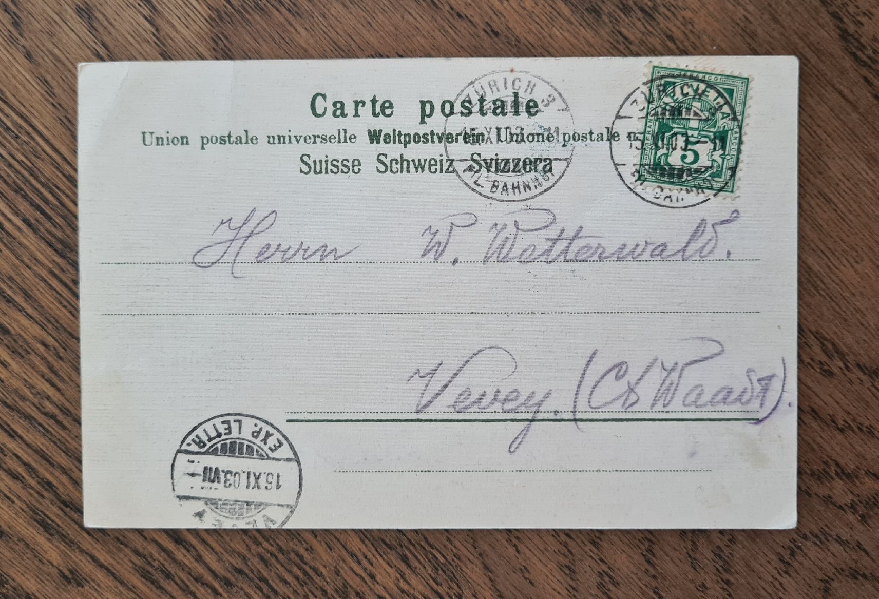 Ansichtskarten: Zürich 1903 – Gebraucht aus Ebikon von Donar50 1