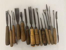 Grosses Set antiker Stechbeitel, 17 Stück, Top Zustand!
