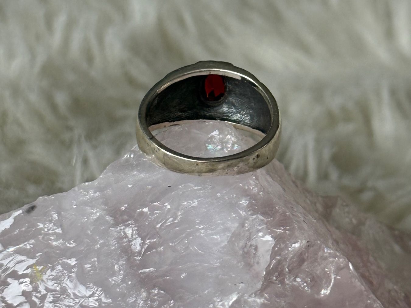 Anelli: Vintage Silberring 925 mit rotem Stein – Usato da Istighofen venduto da Ringparadies 2