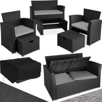 Polyrattan Garten Sitzgruppe 4 Personen mit Auflagenbox SKOL