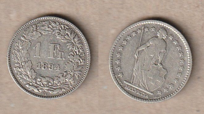 Tutti le monete: 1 Franken 1894 schön – Usato da Allschwil venduto da Coinfreak