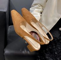 Braune Wildleder Slingback Pumps, Gr. 35