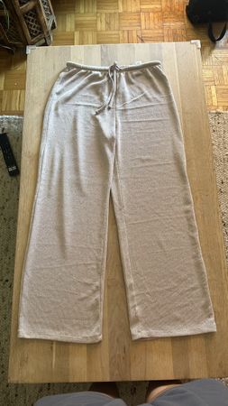 ONLY Damen Strickhose Gr. M Beige Wide Leg