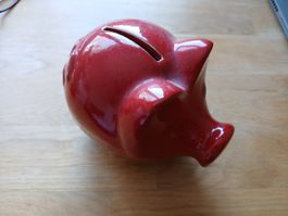 Red Piggy Bank with Minor Crack