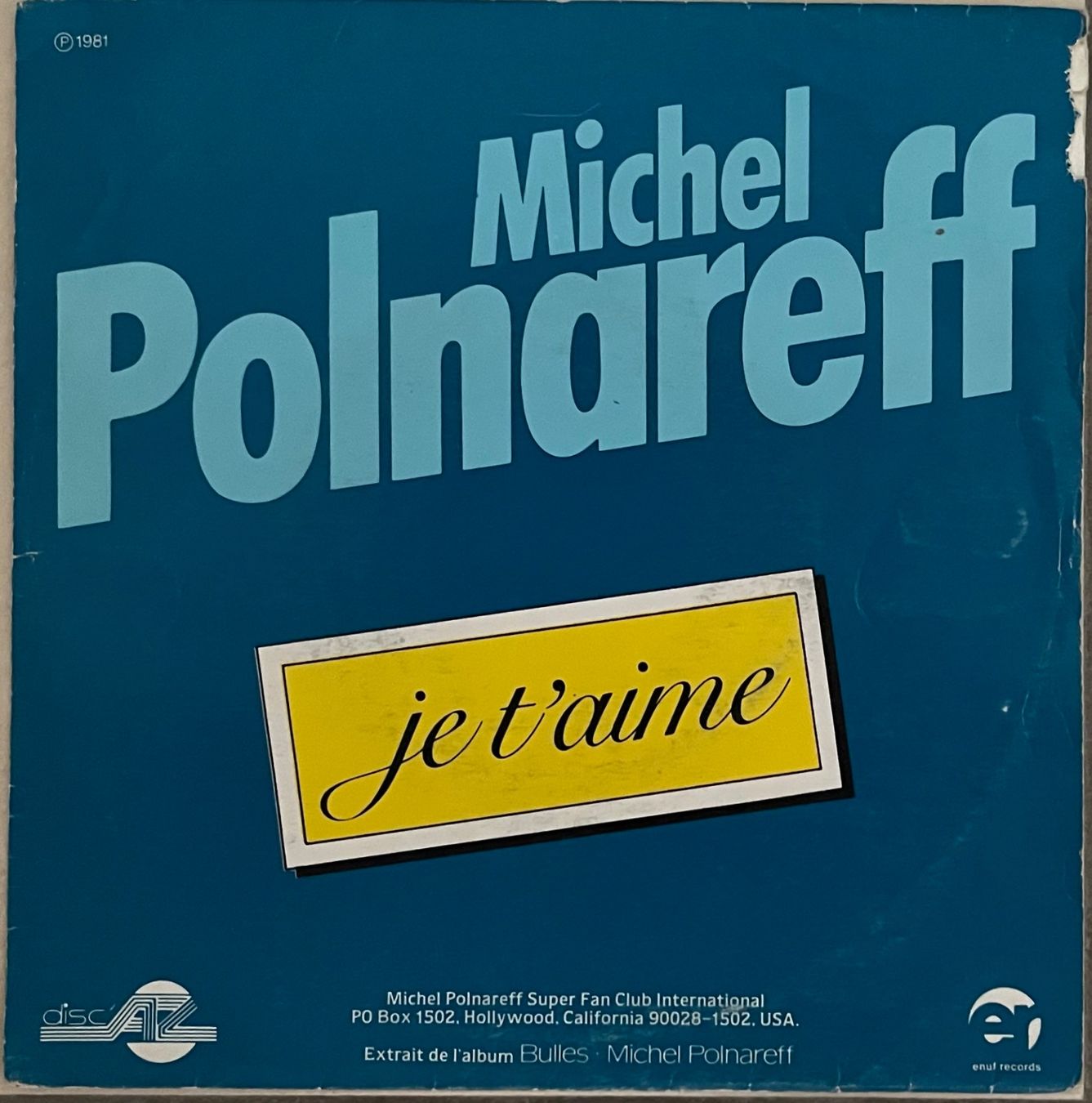 Vinyles: MICHEL POLNAREFF - JE T'AIME – D'occasion à Bussigny par vinyl-pas-cher