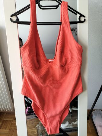 Maillot de bain décolleté corail texturé H&M 46