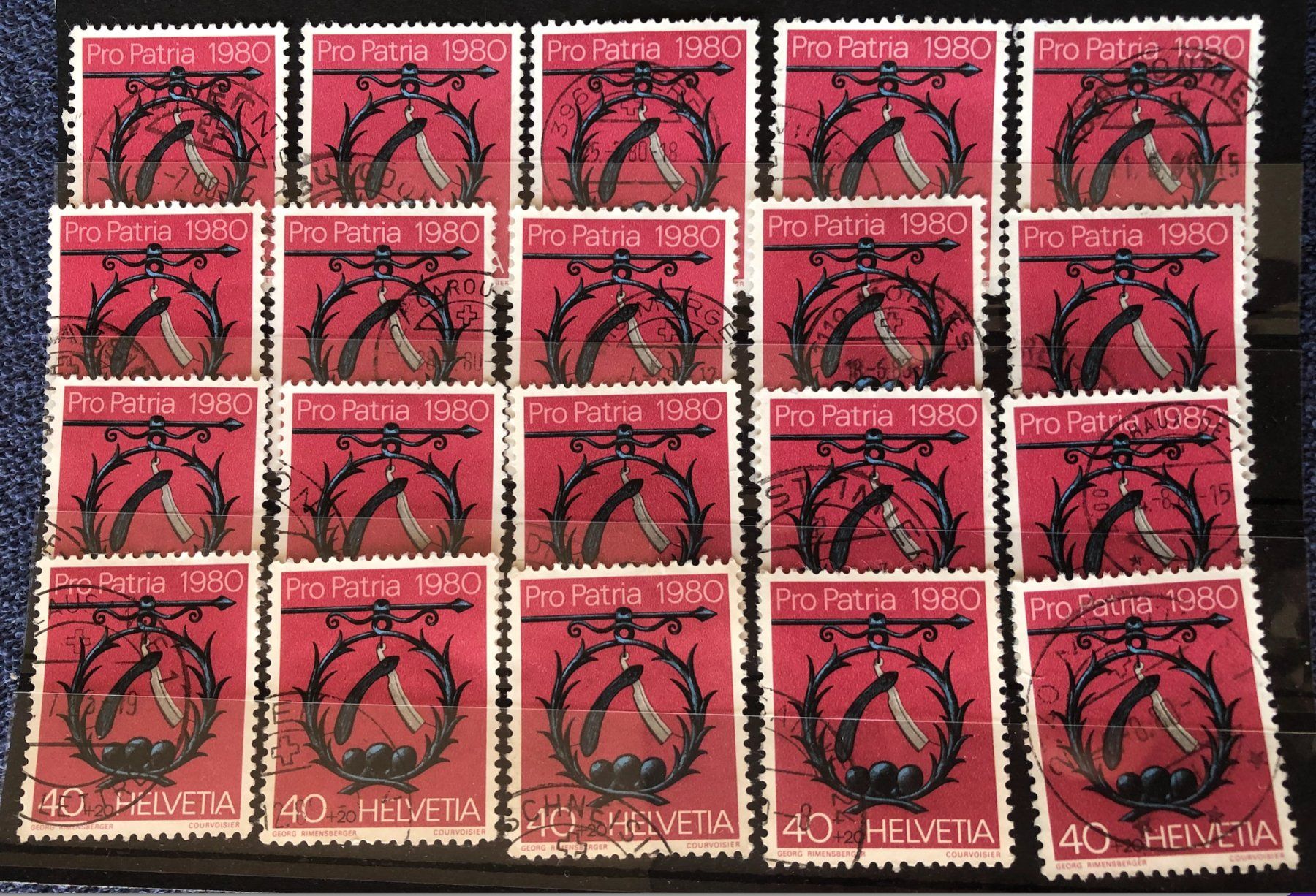 Tutti i francobolli: Nr.B 187 Steckkarte mit Stempel Barbier  – Usato da Aarau venduto da Billa007