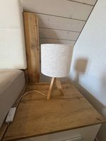  2er Set Tischlampe Holz, LED Nachttischlampe